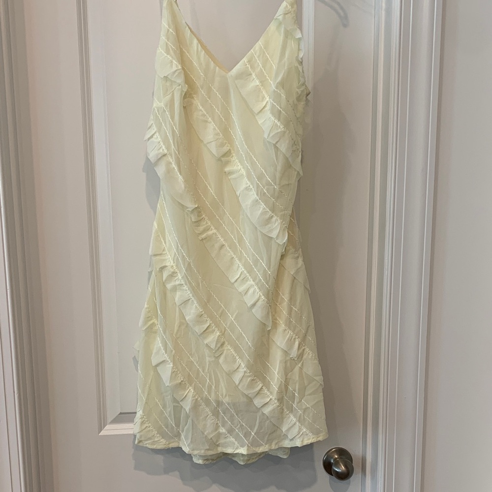 Princess Polly Cream Ruffle Mini-knee dress sleeveless - Picture 1 of 5